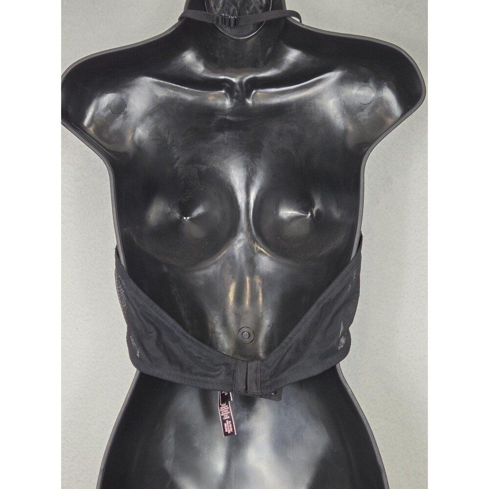 Victorias Secret Very Sexy Halter Keyhole Sheer Black XL Lace Up Goth Grunge Top - Picture 6 of 8